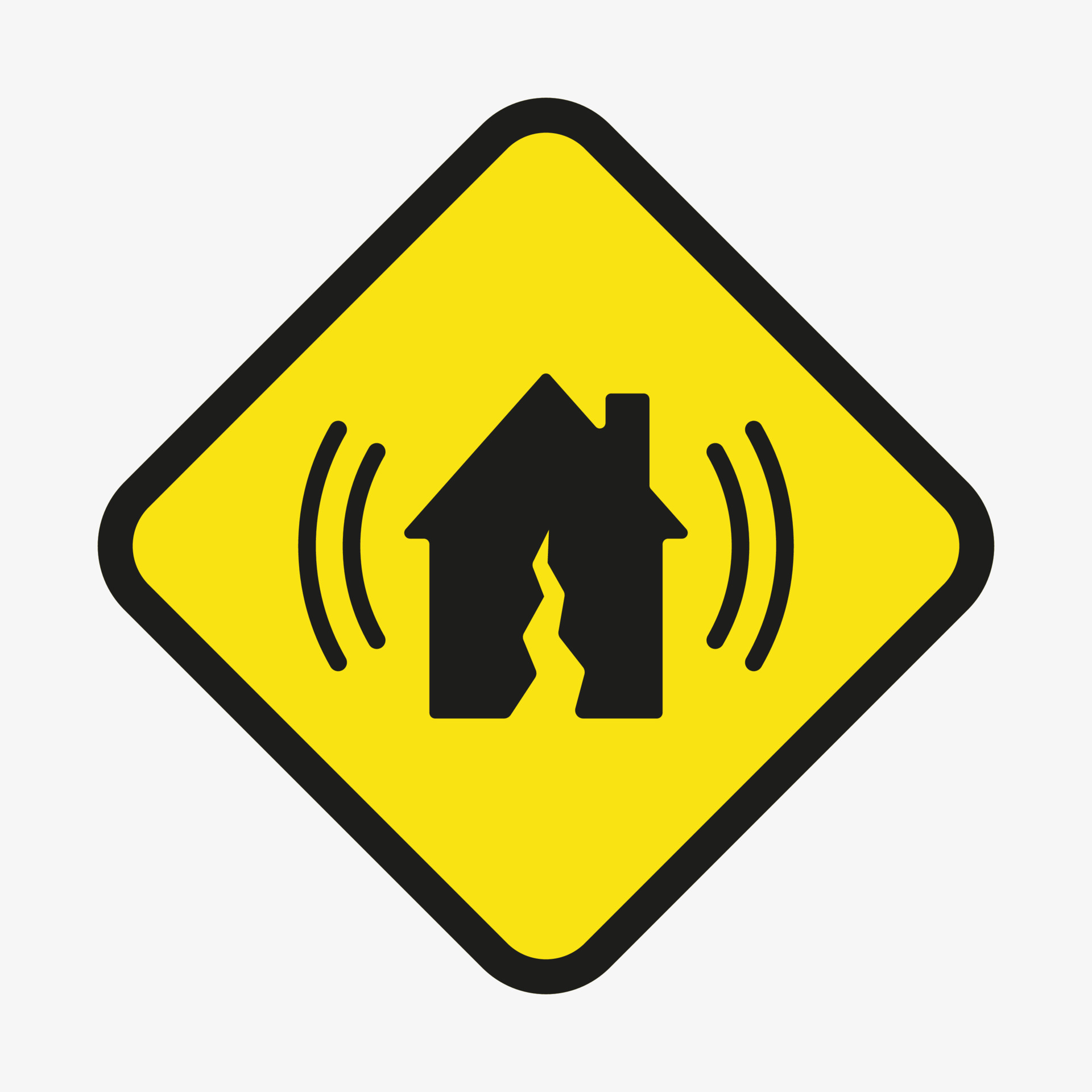 YELLOW EARTHQUAKE HAZARD ICON